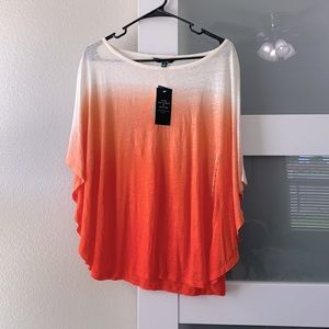Beautiful tangerine “scarf shirt”